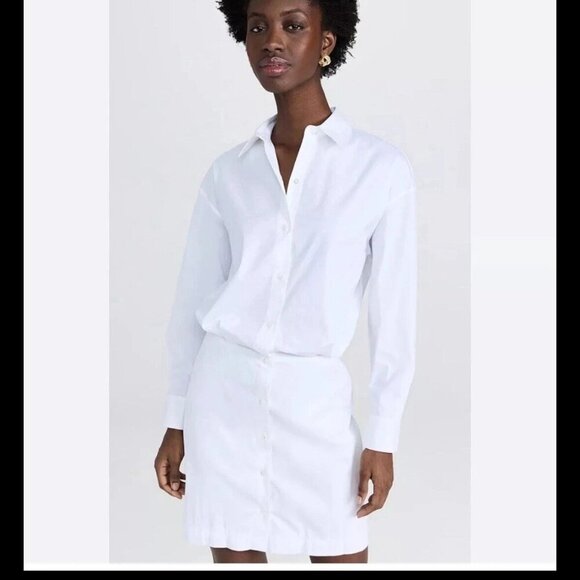 Theory Women's White Luxe Fitted Button Down Dress Size 2 - Picture 1 of 11